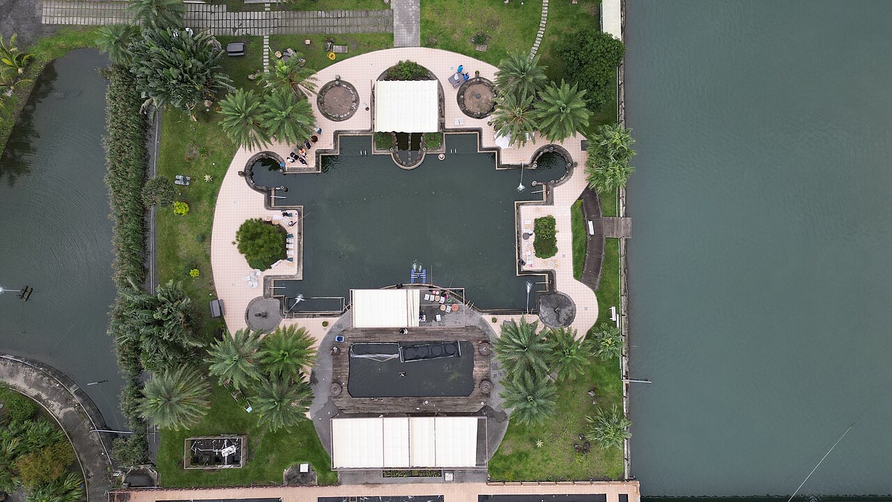 Aerial photo of a fish farm