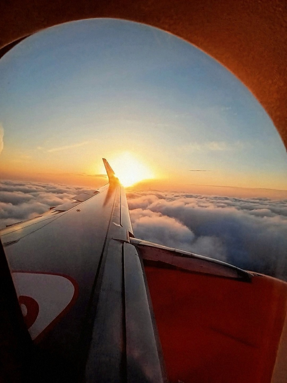 Sunset view from an airplane window